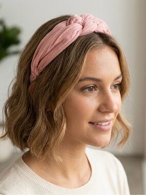 “3/$25” Blush Blossom Braided Headband – Soft Ribbed Texture in Candy Pink